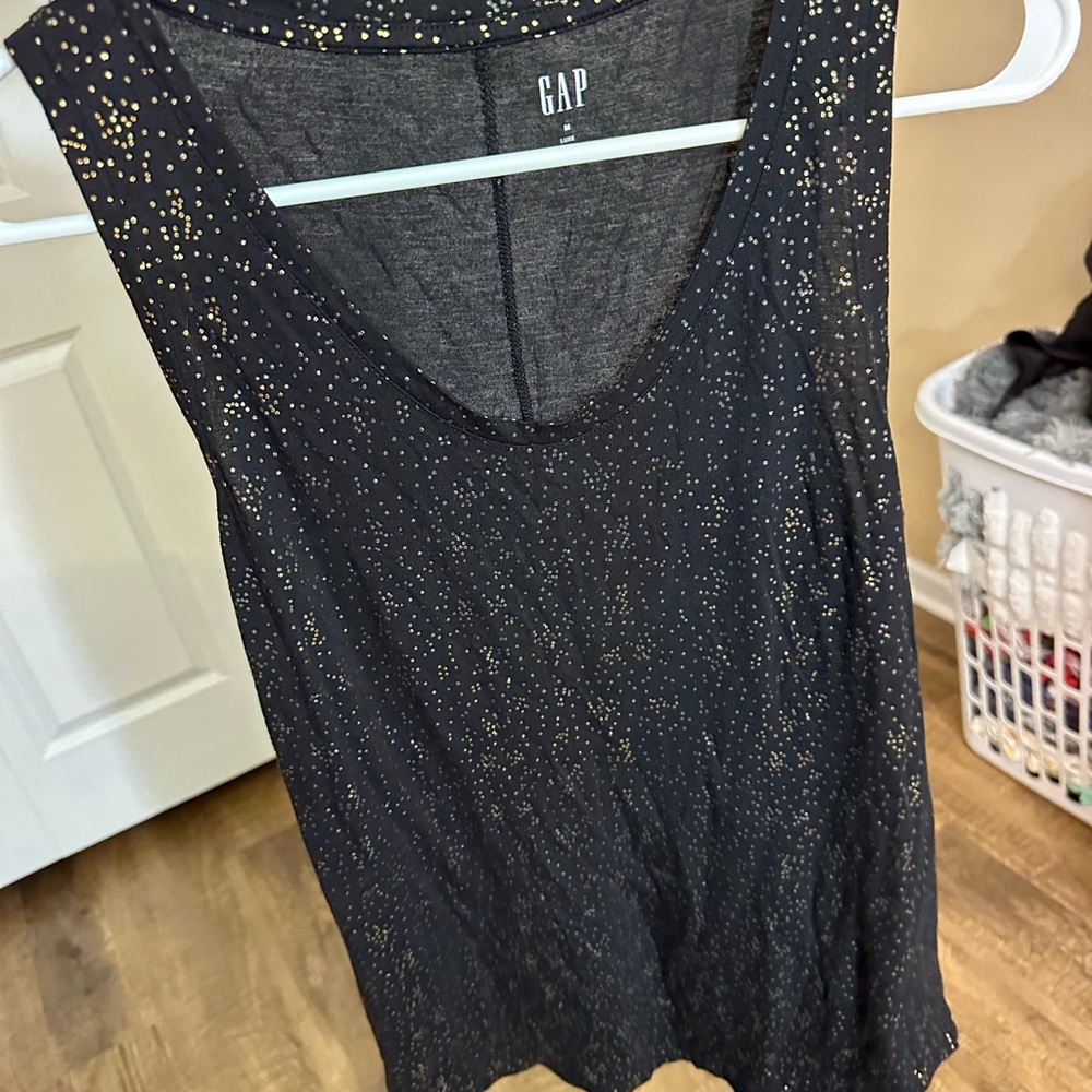 GAP Black Tank Top with Gold Accents